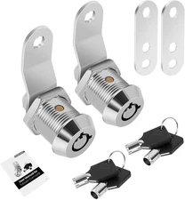 2 Pack Tool Box Lock with Keys, 5/8" Cabinet Lock Cam Lock Keyed Alike, Toolbox