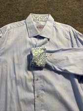 Robert Graham Shirt Mens Extra Large Blue Flip Cuff Paisley Jacquard Cotton Top