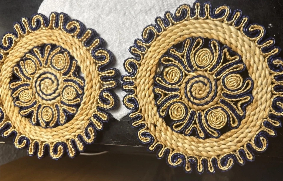 Vintage Wicker Straw Kitchen Trivet Set Hot Pot Pad Choice Of Design - Image 2 of 3