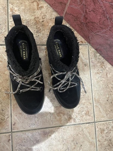 Women Cole Haan Boots Black Suede 39.5