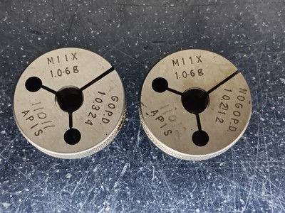 M11 X 1.0 6g Metric Thread Ring Gages 11 1 GO NO GO P.D.'S = 10.324 & 10.212