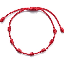 Handmade 7-knot red string bracelet for protection, evil eye, and good luck.