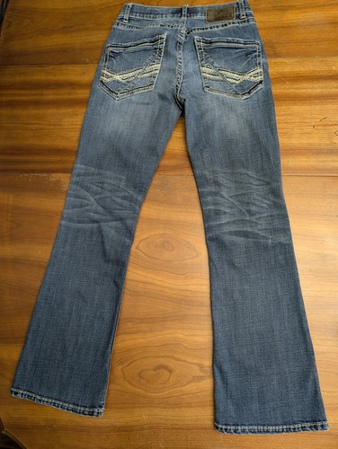 BKE Buckle Fulton Jeans Men's 29 R (Fits 27x30) Whiskering Thick Stitch Stretch - Picture 2 of 17