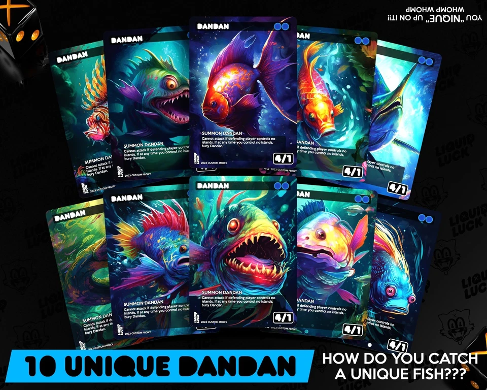 Dan Dan  / Forgetful Fish X MTG Custom Altered Art - Full Art Two Player Game - Image 2 of 4
