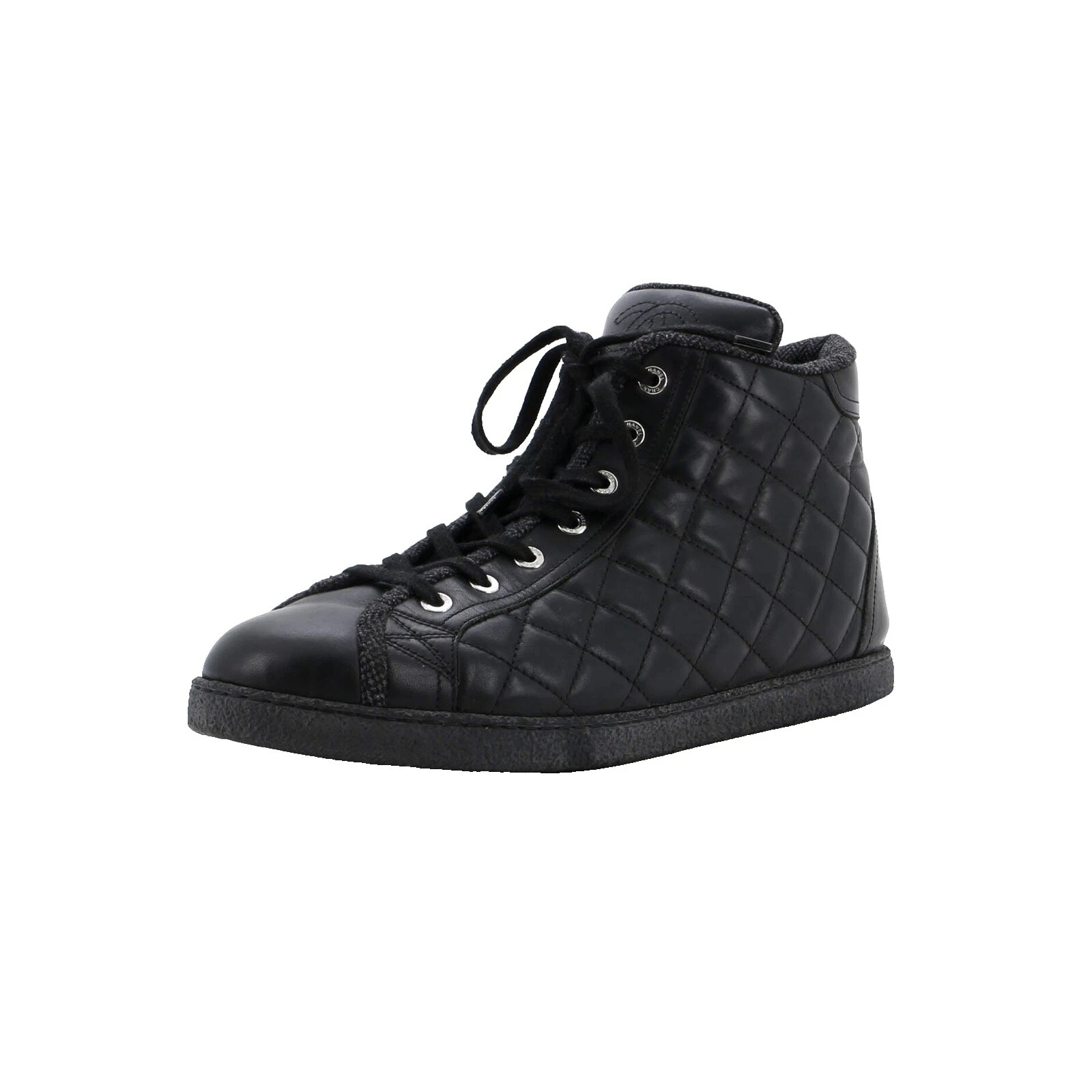 CHANEL Black Leather Athletic Shoes for Women