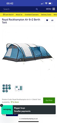 Tente Familiale Royal Rockingham Air 6+2 – Multi-pièces – 8 Personnes – Occasion