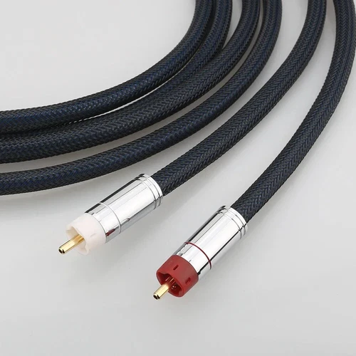 Pair OCC Silver Plated Hi-end Audio RCA Wire Speaker Cable With Gold Plate Plug - Picture 8 of 8