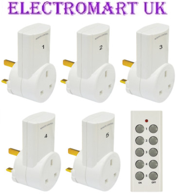 5 WIRELESS REMOTE CONTROL MAINS 13A PLUG IN SOCKETS SOCKET PLUGS ...