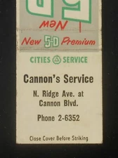 1950s Cities Service New 5-D Gas Cannon's Service N. Ridge Ave. Kannapolis NC MB