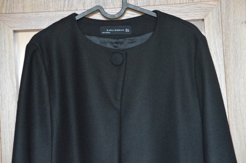 ZARA Rara LANA NERA LUNGA STOFFA MANTELLA CAPPOTTO GIACCA 8091/744 ASO KATE MEDIUM M - Foto 7 di 15