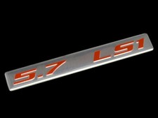 Vms 1 Chevy 5.7l Ls1 Engine Aluminum Emblem Red Silver