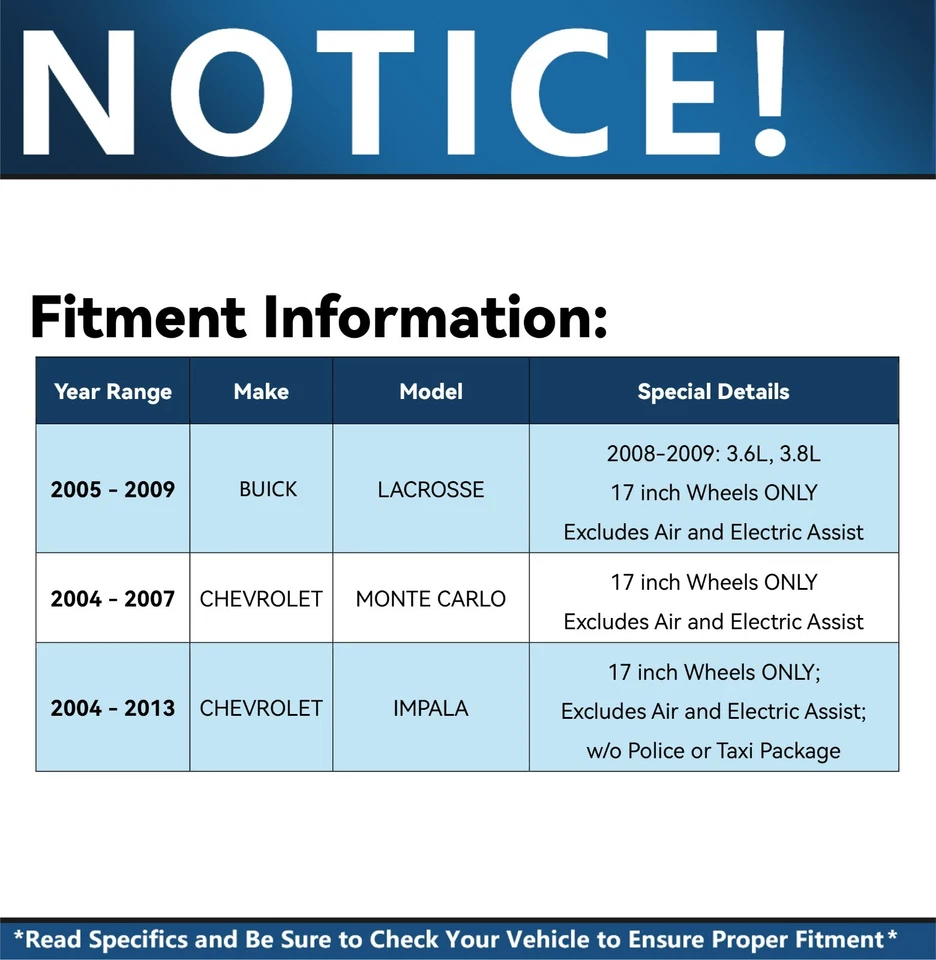 Front Rear Struts w/Coil Springs for Buick LaCrosse Chevrolet Impala Monte Carlo - Изображение 2 из 4