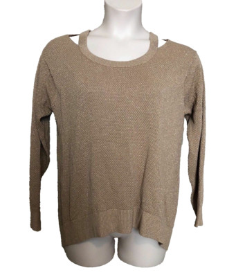 NWT Michael Kors Women's Dark Camel Cold Shoulder Metallic Sweater Plus Size 1X