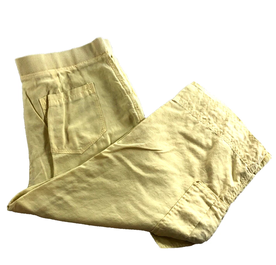 Chico's 女式 100% 亚麻工装裤 2.5 码 US L 黄色高腰 — 第 4/4 张图片