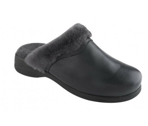 Dr Scholl Slipper Warm Hair Sheepskin New Warmline Blue Leather Plantar  Memory | eBay