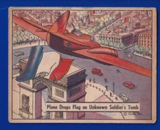 PLANE DROPS FLAG UNKOWN SOLDIER TOMB 1938-1942 WAR GUM INC R164 #81 VG NO CREASE