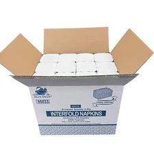 Interfold Dispenser Napkins - 2ply Virgin White - 6.5in x 8.0in. - Case of 6000