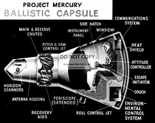 PROJECT MERCURY CAPSULE CUTAWAY DRAWING - 8X10 NASA PHOTO (AA-243)