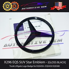 X296 EQS450 SUV Mercedes GLOSS BLACK Star Emblem Trunk Lid Logo Badge EQS580 AMG