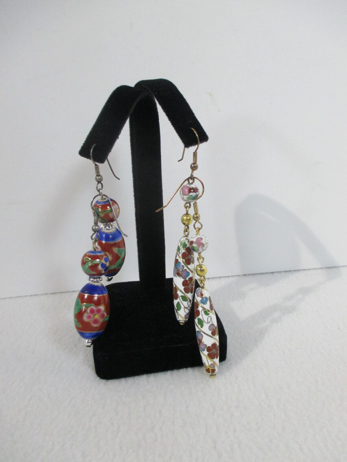 Enamel Earrings Beads Teardrop Vintage 1970s Dang… - image 9