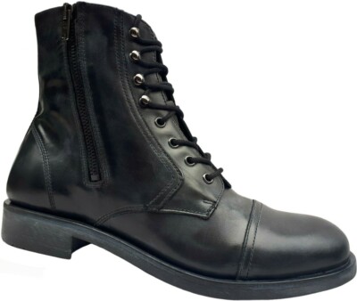 Diesel D-Serberhus DBB Herren Boots Gr. 45 Stiefel Schwarz-Metallic Leder neu