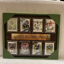 Texas A&M Aggies All-Time Greats 8 Football Cards Mounted on Walnut Plaque 