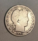 1892 P Barber Half Dollar 50C Cents Coin Silver, G-VG