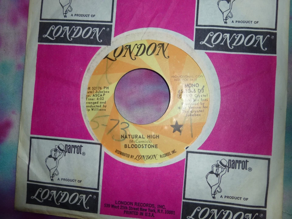 BLOODSTONE Natural High 45 RPM 7" 1972 R&B Mono / Stereo Promo VG+ - Image 2 of 2