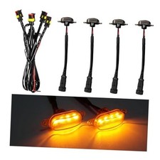 4PCS Car Grille Lights, Bright Amber LED Grill Lights with 4 PCS Black Yellow
