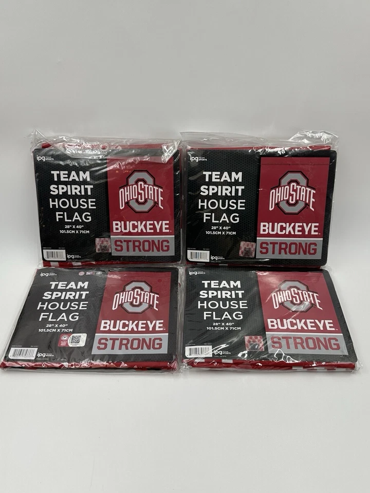 Ohio State Buckeye Flag Strong House 28 In X 40 In Team Spirit New  Lot Of 4 - Image 3 of 4