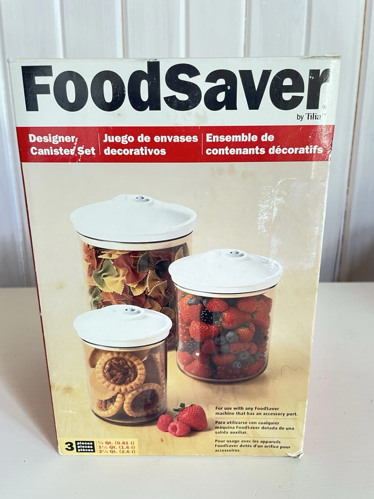 FOODSAVER Tilia Vacuum Designer 3 Canister Set 2 1/2 qt 1 1/2 qt 3/4 qt Open Box