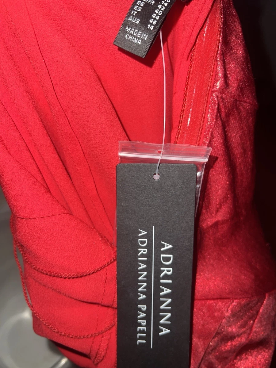 Hermoso vestido rojo para mujer Adrianna Papell talla UK14 pero se ajustará a una talla UK 6