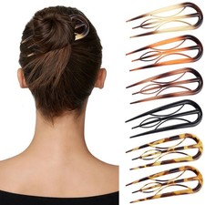 6 PCS French Hair Pins for Women Large UShaped Hair Forks with Internal Teet...