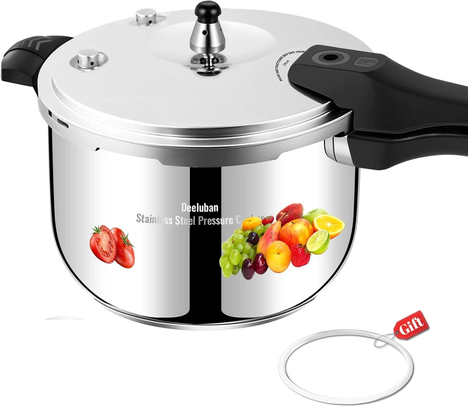 8 Quart Stainless Steel Pressure Cooker - Induction & Stove Top Compatible