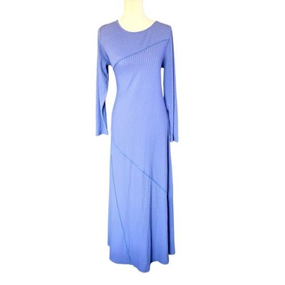 Soft Surroundings Ryley Striped Maxi Dress Sz L Blue Ribbed stretch lagenlook