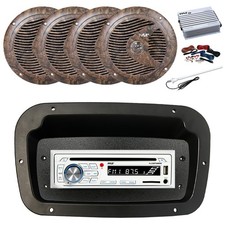 Pyle Marine CD Radio,Adapter,Spa Bezel, Ant,Amp w/Kit, 4x 6.5" 150W Camo Speaker
