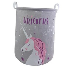 Kids Laundry Basket, Cute Collapsible Storage Baskets Baby Gray Unicorns