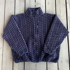 Vintage 90s LL Bean Birds Eye View Fleece Jacket Made in USA Men's XL Navy Blue