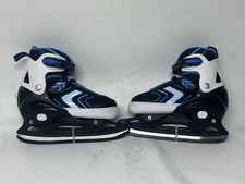 New Nattork Adjustable Ice Skates Black/Blue Youth XL EU 39-42 W/Covers In Box