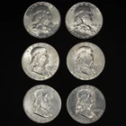 Lot of 6 Franklin Half Dollars 1961-D & 1963-D GEM BU 90% Silver Coins UNC