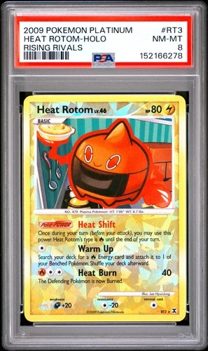 2009 POKEMON PLATINUM RISING RIVALS #RT3 HEAT ROTOM-HOLO PSA 8