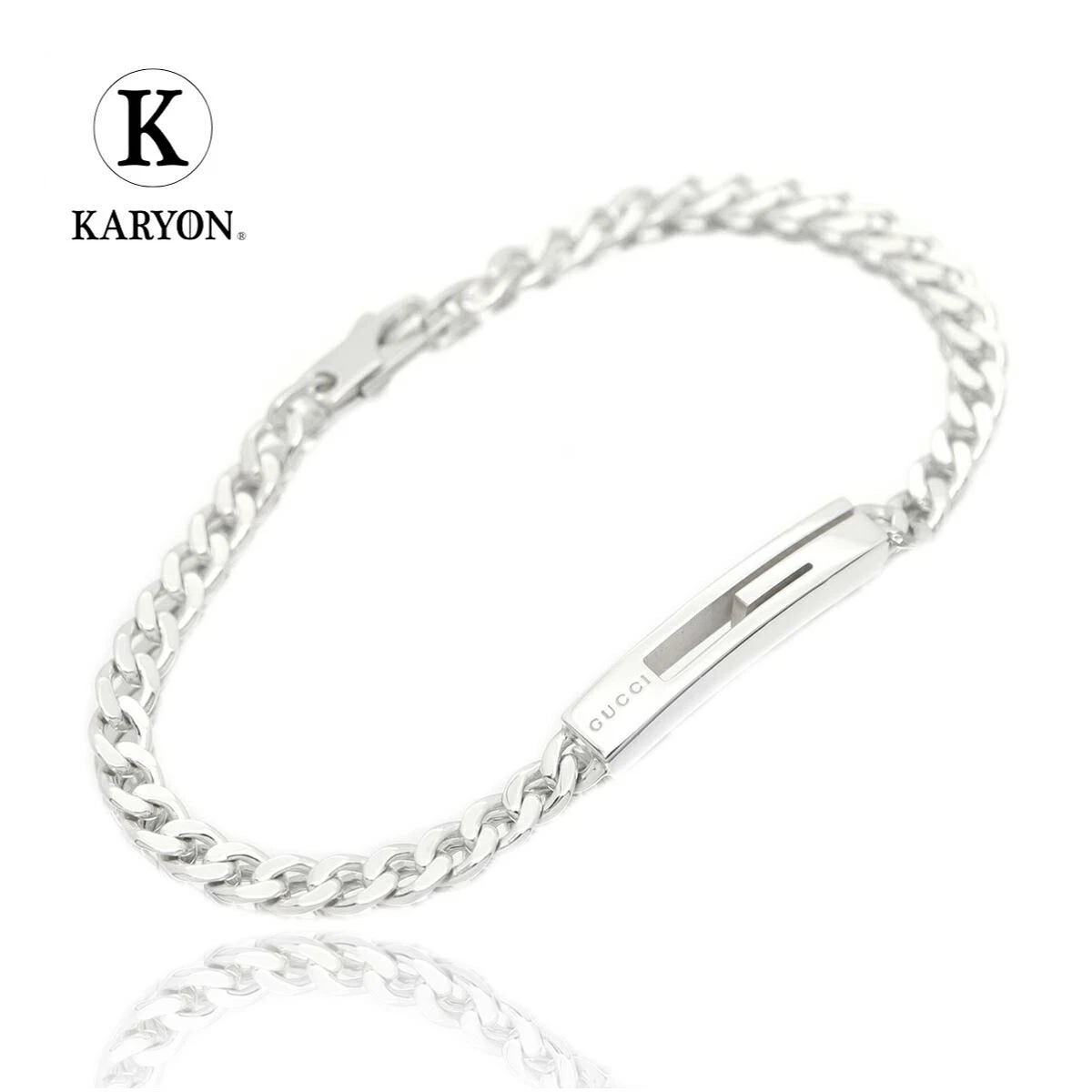 Y0713 Gucci Bracciale Catena Argento Ritaglio G da Donna AG925 Gioielli