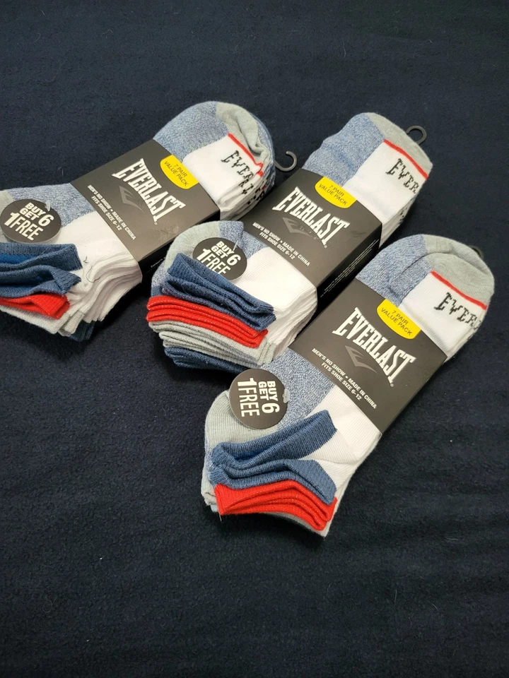 Calcetines Everlast para hombre, no show, asst, tallas 6-12, ¡paquete de 7 pares! ¡Nuevo! tienen más Foto 3 de 4