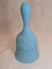 Vintage Fenton Blue Satin Milk Glass Button and Daisy Bell