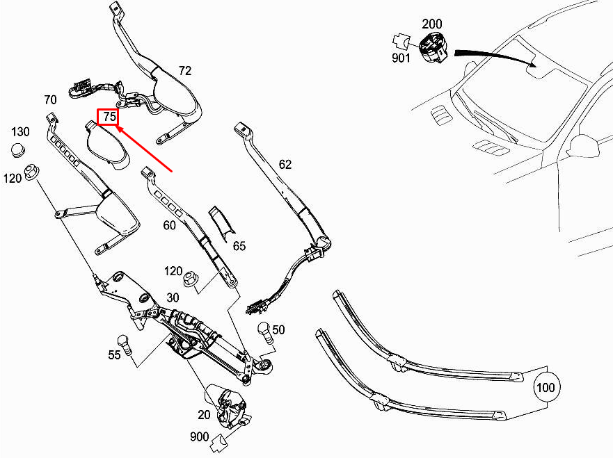 MERCEDES-BENZ ML W166 Frontwischerarmabdeckung A1668240100