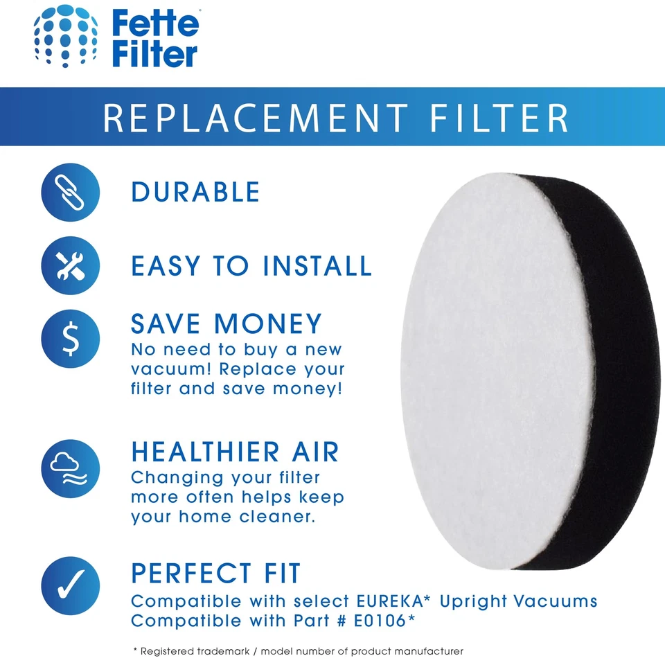 E0106 Filters Compatible with EUREKA Airspeed Upright Vacuum Cleaner - Image 4 of 4
