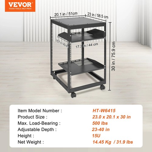 Adjustable Open Frame Network Rack –12U / 15U / 20U Floor or Wall Mount Server - Picture 5 of 22