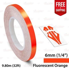 FLUORESCENT ORANGE 1/4" 6mm Roll PIN STRIPE PinStriping TAPE Decal Vinyl Sticker
