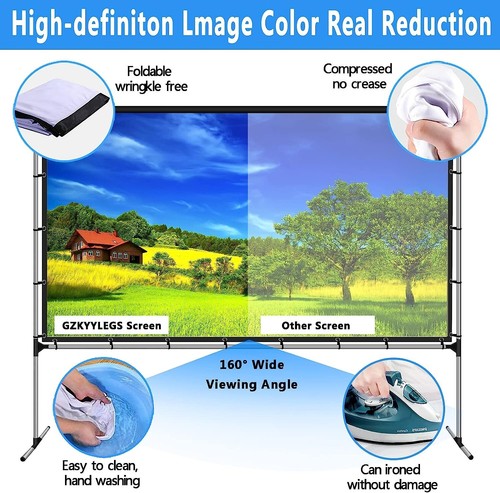 Projector Screen with Stand 120 Inch Foldable Portable Movie Screen 16:9 - Picture 4 of 5