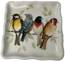 Single Effetti d' Arte Plate Handmade In Italy Birds Square 7" x 7"